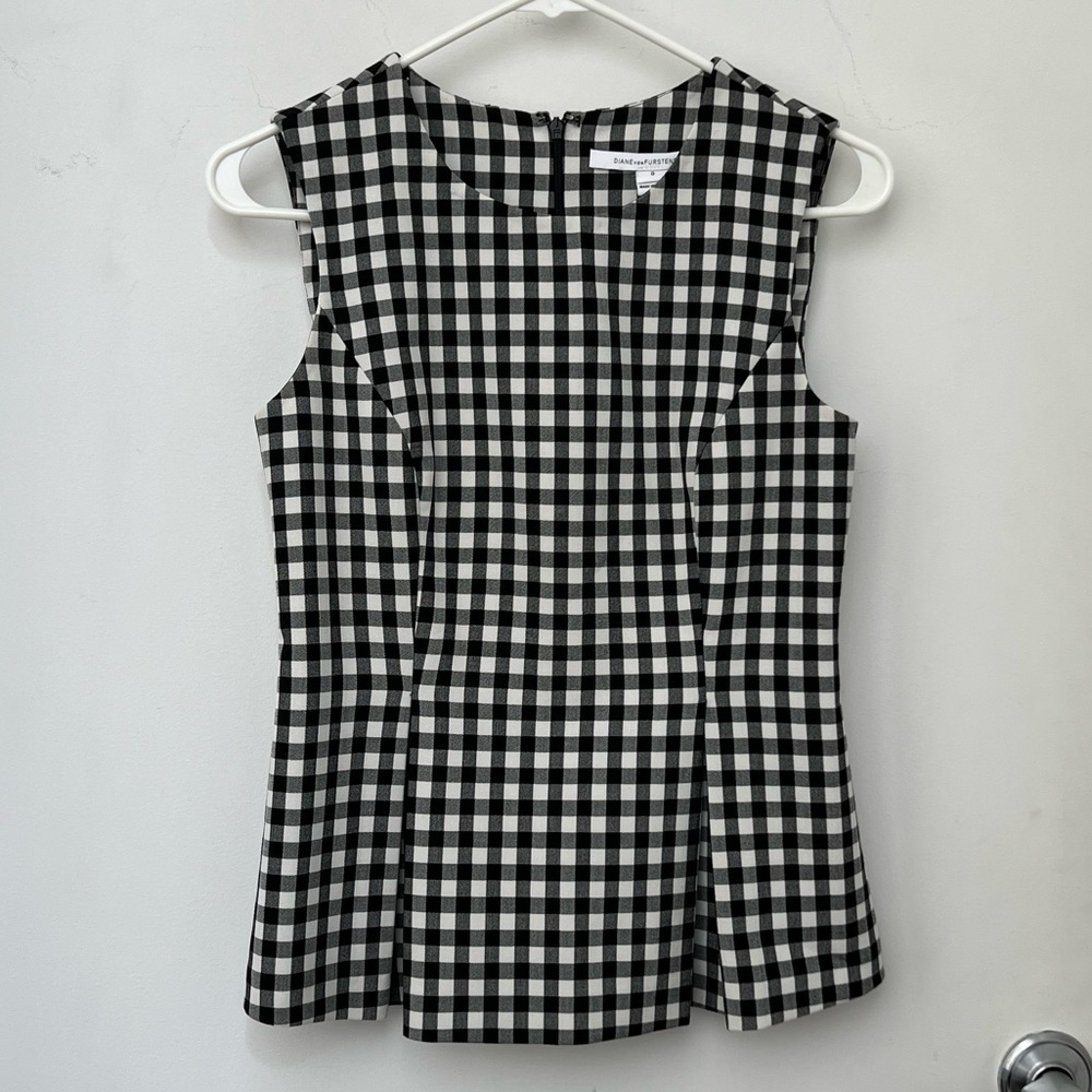 Diane Von Furstenberg Plaid Sleeveless Top Size 0
